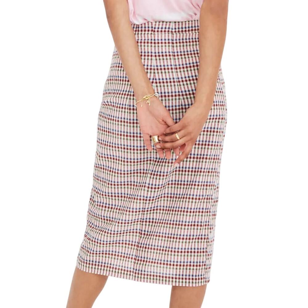 Madewell Red White Gingham Sarong Midi Wrap Boho Travel Vacation Chic Skirt - Picture 2 of 10